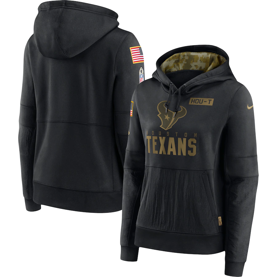 Women's Houston Texans 2020 Black Salute To Service Sideline Performance Pullover NFL Hoodie(Run Small) - Click Image to Close